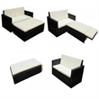 Afuera Living Contemporary Synthetic Poly Rattan Sofa Set in Black/Cream