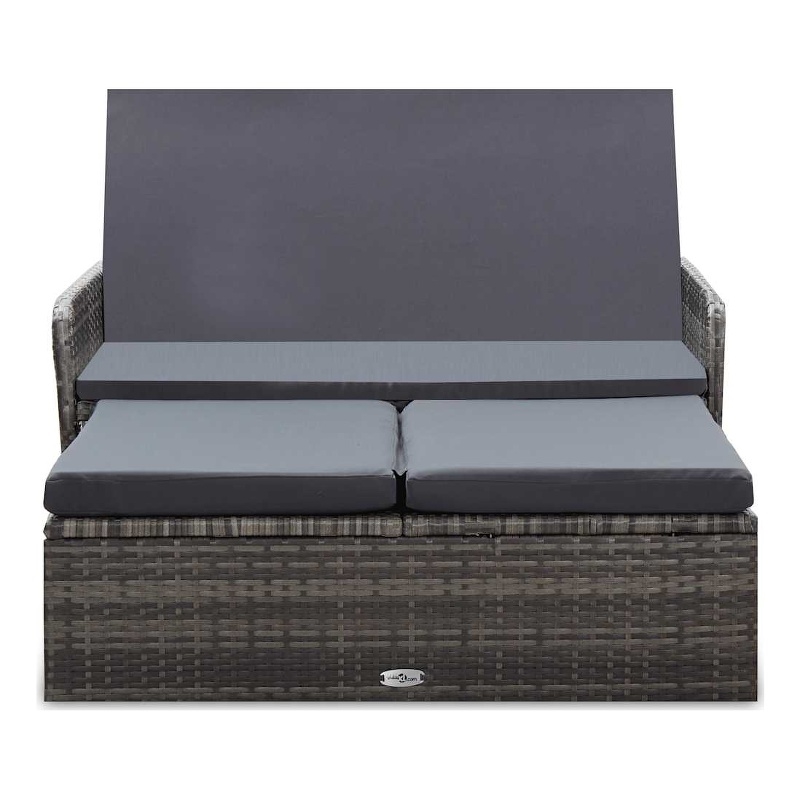 Afuera Living Contemporary 2 Piece Poly Rattan Sofa Set in Gray