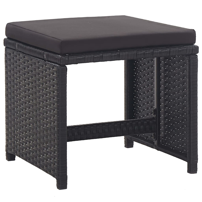 Afuera Living Contemporary 17 Piece Poly Rattan Furniture Set in Black
