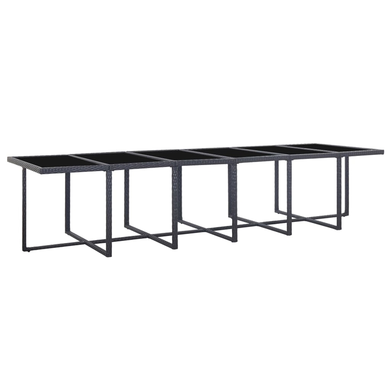 Afuera Living Contemporary 17 Piece Poly Rattan Furniture Set in Black