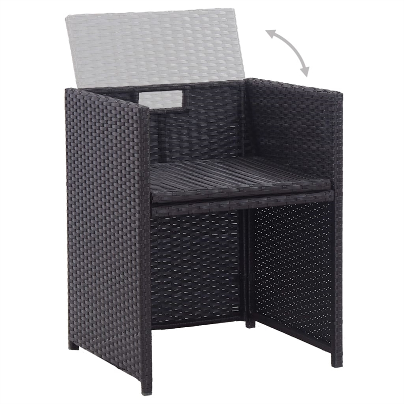 Afuera Living Contemporary 17 Piece Poly Rattan Furniture Set in Black