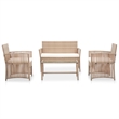 Afuera Living 4 Piece Poly Rattan Garden Lounge Set in Cream/Beige