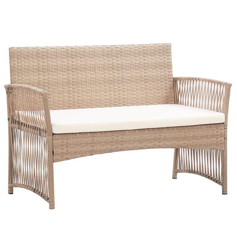 Afuera Living 4 Piece Poly Rattan Garden Lounge Set in Cream/Beige