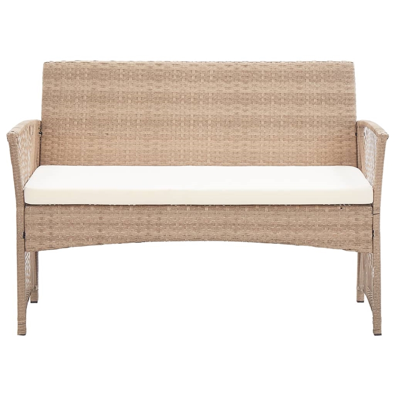 Afuera Living 4 Piece Poly Rattan Garden Lounge Set in Cream/Beige