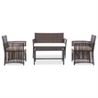 Afuera Living 4 Piece Poly Rattan Garden Lounge Set in Brown/Cream