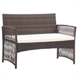 Afuera Living 4 Piece Poly Rattan Garden Lounge Set in Brown/Cream