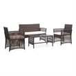 Afuera Living 4 Piece Poly Rattan Garden Lounge Set in Brown/Cream