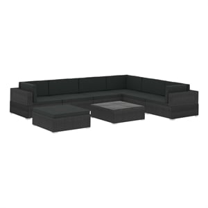 Afuera Living Contemporary 8 Piece Steel Garden Lounge Set in Black