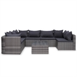 Afuera Living Contemporary 8 Piece Poly Rattan Medium Sofa Set in Gray