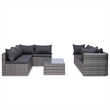 Afuera Living Contemporary 8 Piece Poly Rattan Medium Sofa Set in Gray
