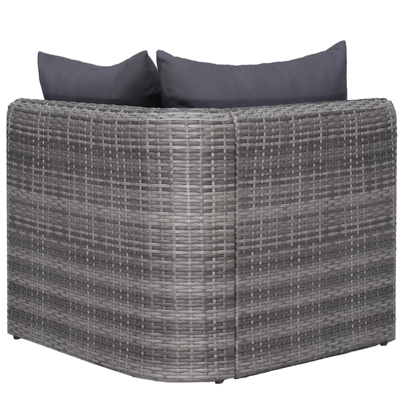 Afuera Living Contemporary 8 Piece Poly Rattan Medium Sofa Set in Gray