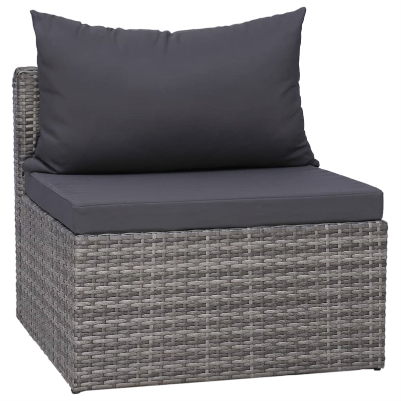 Afuera Living Contemporary 8 Piece Poly Rattan Medium Sofa Set in Gray