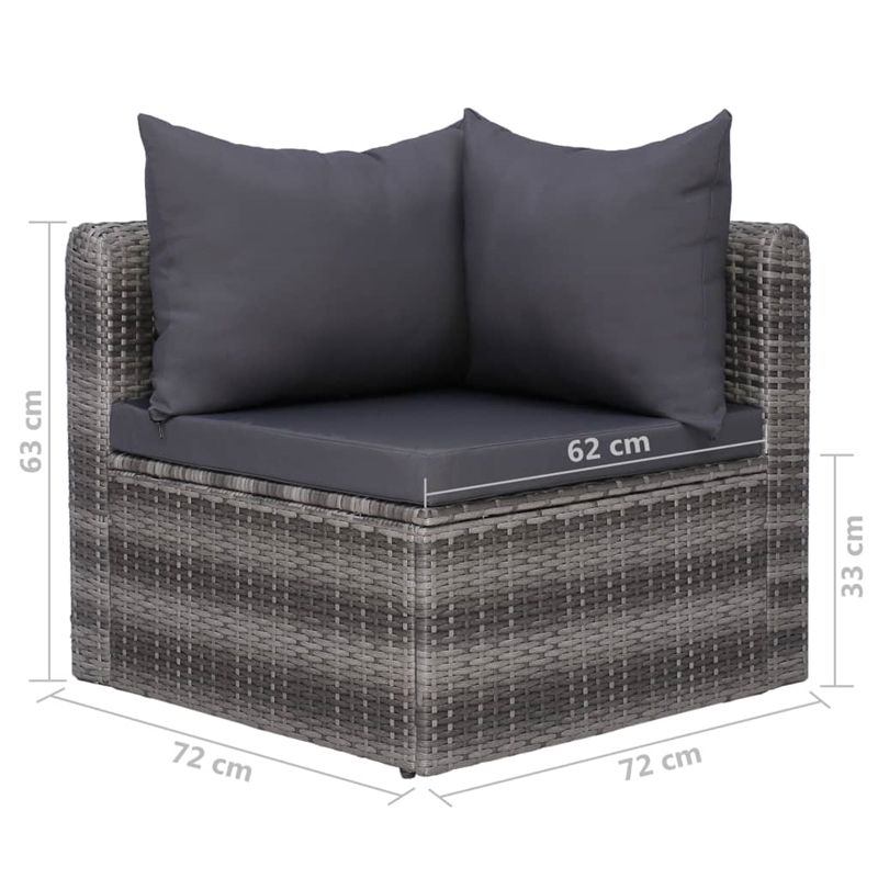 Afuera Living Contemporary 8 Piece Poly Rattan Medium Sofa Set in Gray
