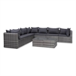 Afuera Living Contemporary 8 Piece Poly Rattan Medium Sofa Set in Gray