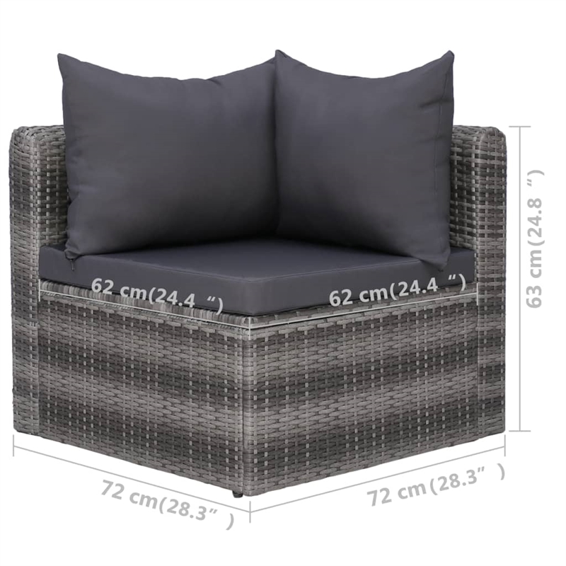 Afuera Living Contemporary 5 Piece Poly Rattan Sofa Set in Gray