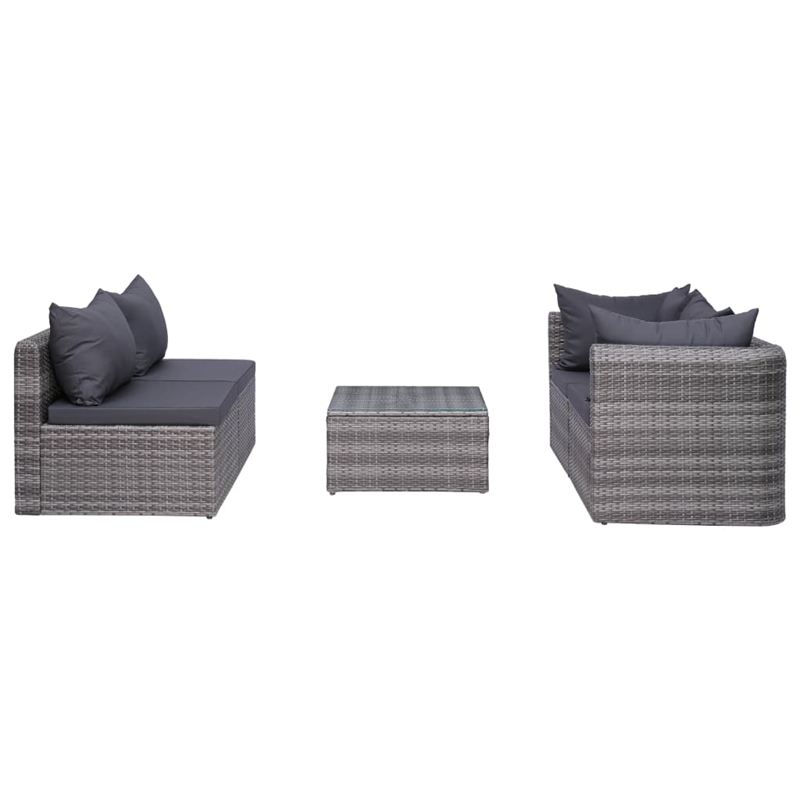 Afuera Living Contemporary 5 Piece Poly Rattan Sofa Set in Gray