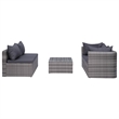 Afuera Living Contemporary 5 Piece Poly Rattan Sofa Set in Gray