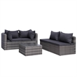 Afuera Living Contemporary 5 Piece Poly Rattan Sofa Set in Gray