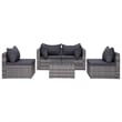 Afuera Living Contemporary 5 Piece Poly Rattan Sofa Set in Gray