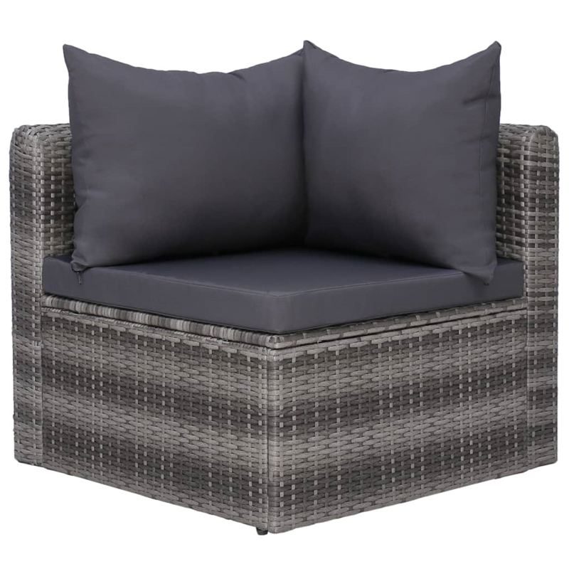 Afuera Living Contemporary 5 Piece Poly Rattan Sofa Set in Gray
