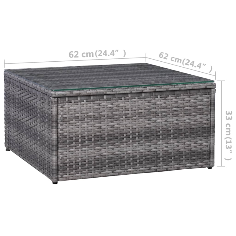 Afuera Living Contemporary 5 Piece Poly Rattan Sofa Set in Gray