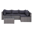 Afuera Living Contemporary 5 Piece Poly Rattan Sofa Set in Gray