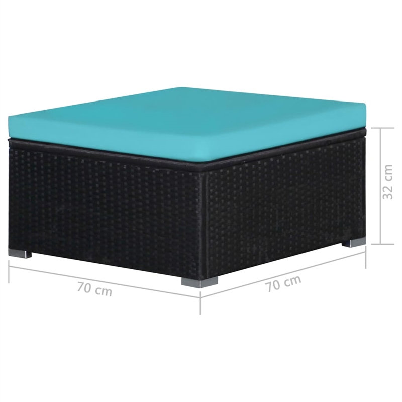 Afuera Living Contemporary 9 Piece Poly Rattan Lounge Set in Black/Blue