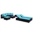 Afuera Living Contemporary 9 Piece Poly Rattan Lounge Set in Black/Blue