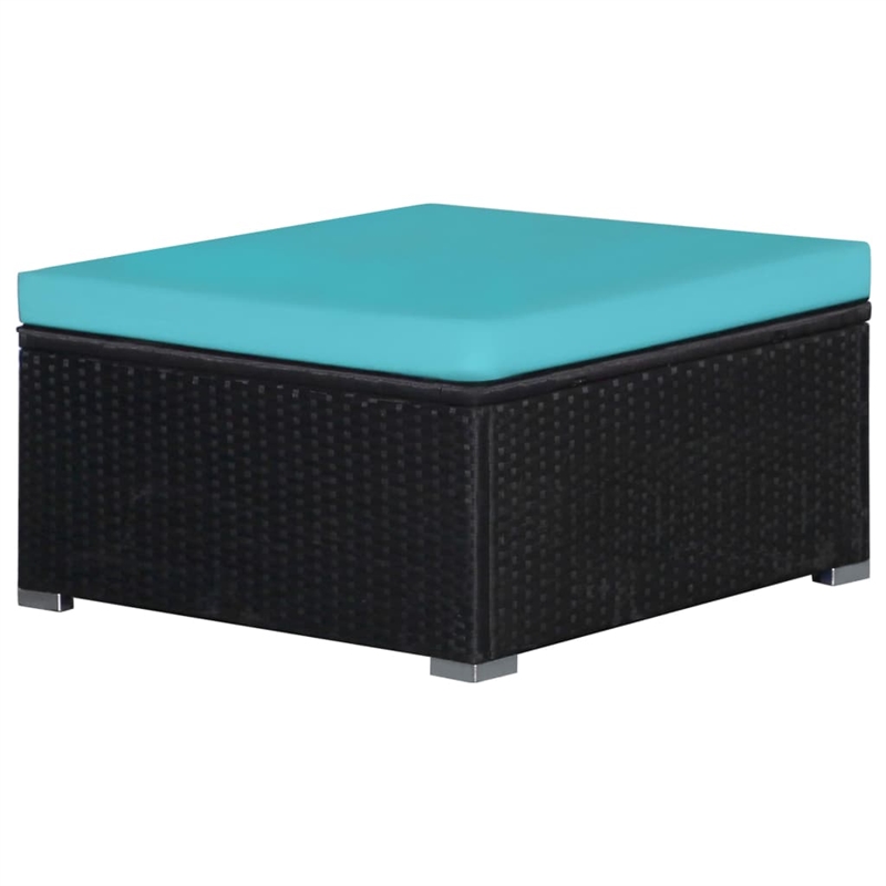 Afuera Living Contemporary 9 Piece Poly Rattan Lounge Set in Black/Blue