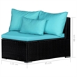 Afuera Living Contemporary 9 Piece Poly Rattan Lounge Set in Black/Blue