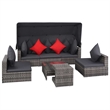 Afuera Living Contemporary Synthetic Poly Rattan 7 Piece Sofa Set in Gray