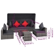 Afuera Living Contemporary Synthetic Poly Rattan 7 Piece Sofa Set in Gray