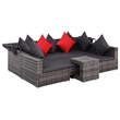 Afuera Living Contemporary Synthetic Poly Rattan 7 Piece Sofa Set in Gray