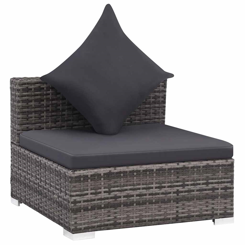 Afuera Living Contemporary Synthetic Poly Rattan 7 Piece Sofa Set in Gray