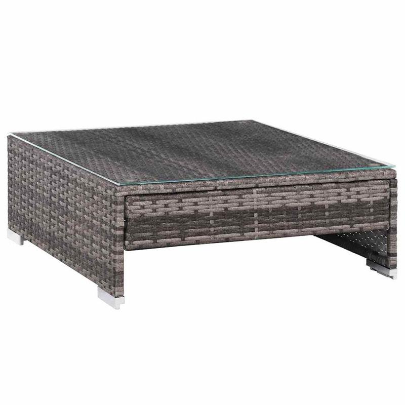 Afuera Living Contemporary Synthetic Poly Rattan 7 Piece Sofa Set in Gray