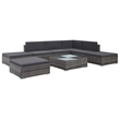 Afuera Living Contemporary Synthetic Poly Rattan 8 Piece Sofa Set in Gray