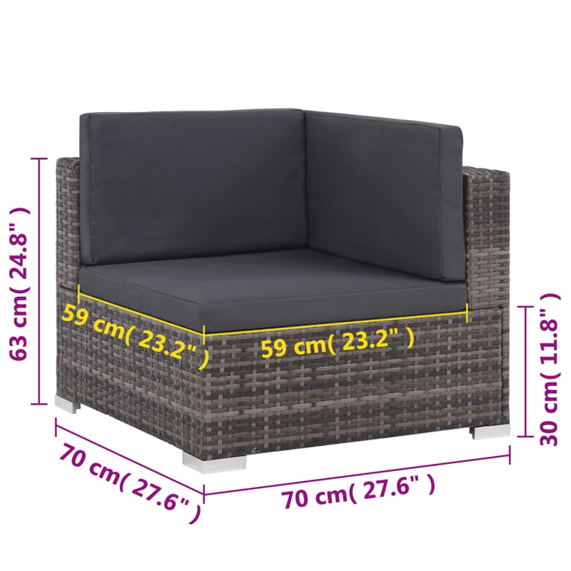 Afuera Living Contemporary Synthetic Poly Rattan 8 Piece Sofa Set in Gray