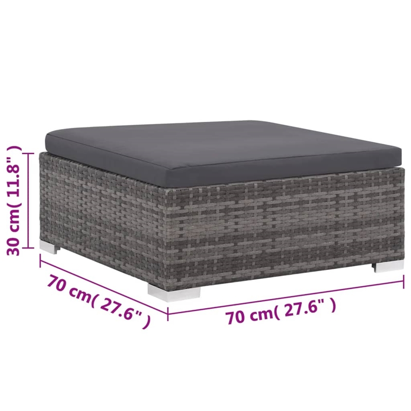 Afuera Living Contemporary Synthetic Poly Rattan 8 Piece Sofa Set in Gray