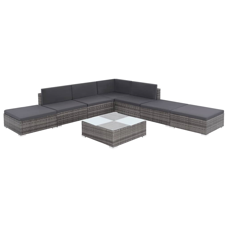 Afuera Living Contemporary Synthetic Poly Rattan 8 Piece Sofa Set in Gray