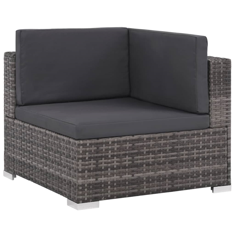 Afuera Living Contemporary Synthetic Poly Rattan 8 Piece Sofa Set in Gray