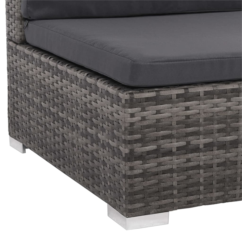 Afuera Living Contemporary Synthetic Poly Rattan 8 Piece Sofa Set in Gray