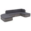 Afuera Living Contemporary Synthetic Poly Rattan 6 Piece Sofa Set in Gray