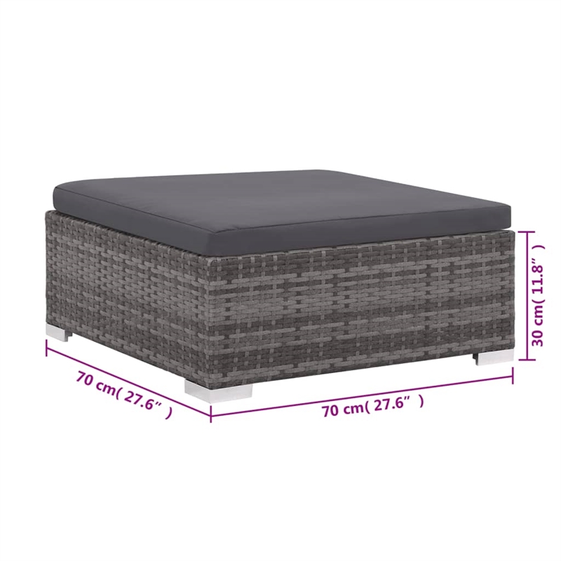 Afuera Living Contemporary Synthetic Poly Rattan 6 Piece Sofa Set in Gray