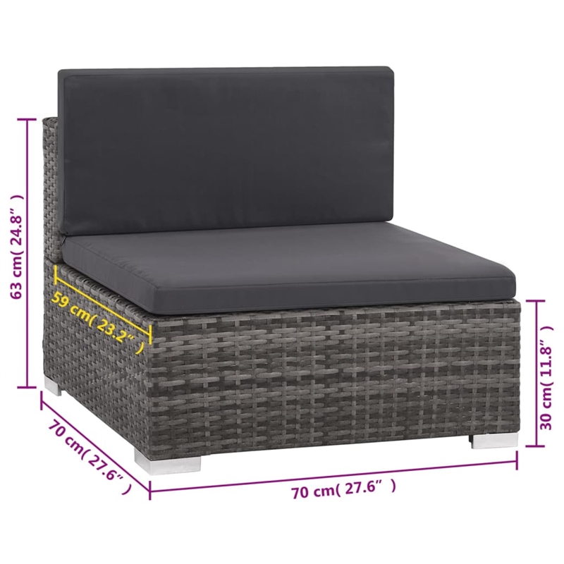 Afuera Living Contemporary Synthetic Poly Rattan 6 Piece Sofa Set in Gray