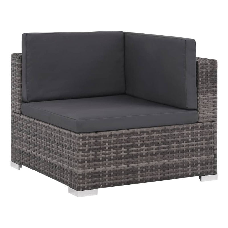 Afuera Living Contemporary Synthetic Poly Rattan 6 Piece Sofa Set in Gray