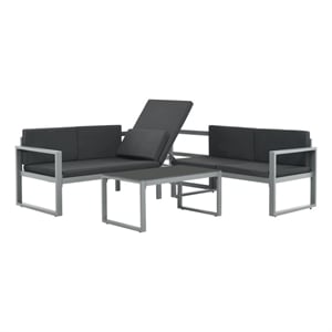 Afuera Living Contemporary 3 Piece Aluminum Furniture Set in Black
