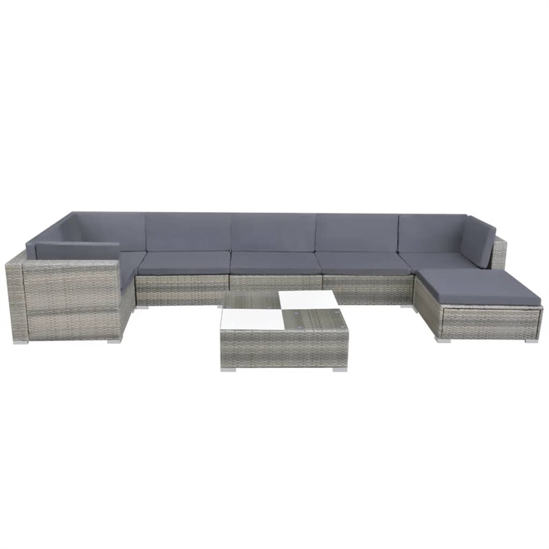 Afuera Living Contemporary 8 Piece Poly Rattan Patio Furniture Gray