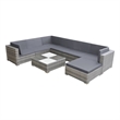 Afuera Living Contemporary 8 Piece Poly Rattan Patio Furniture Gray