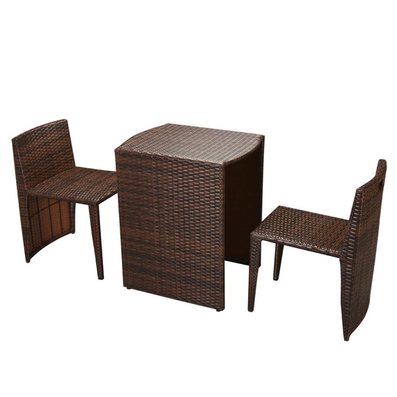 Afuera Living 3 Piece Steel Small Furniture Set in Brown/Cream