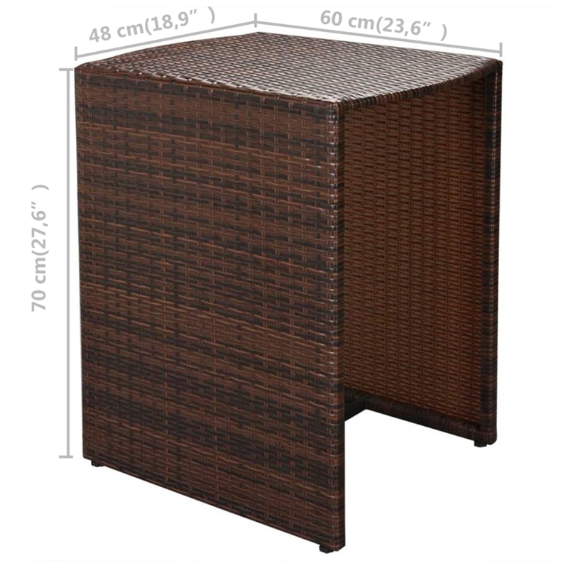 Afuera Living 3 Piece Steel Small Furniture Set in Brown/Cream